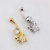 FLOWER BUTTERFLY MULTI CZ BELLY BUTTON NAVEL RING 316L SURGICAL STEEL